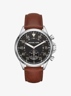 michael kors men's silvertone leather strap gage hybrid smart wat|Gage Silver.